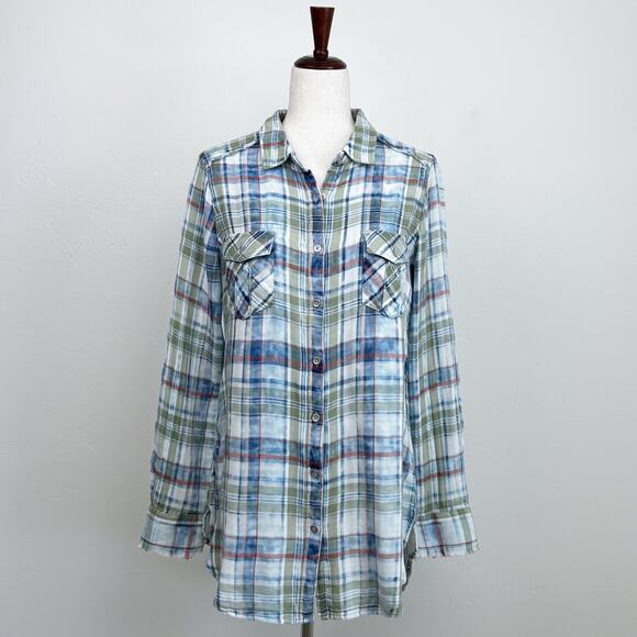 Overland Olivia Plaid Green Button-Up Shirt NWT - Picture 1 of 9